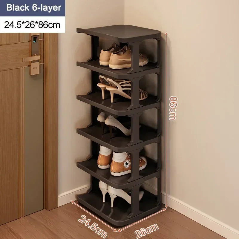 Shoe Cabinet Floor-standing Plastic Multi-Layer Stack Able Removable Home Narrow DIY Shoes Rack for Corner Gap Space Saving
