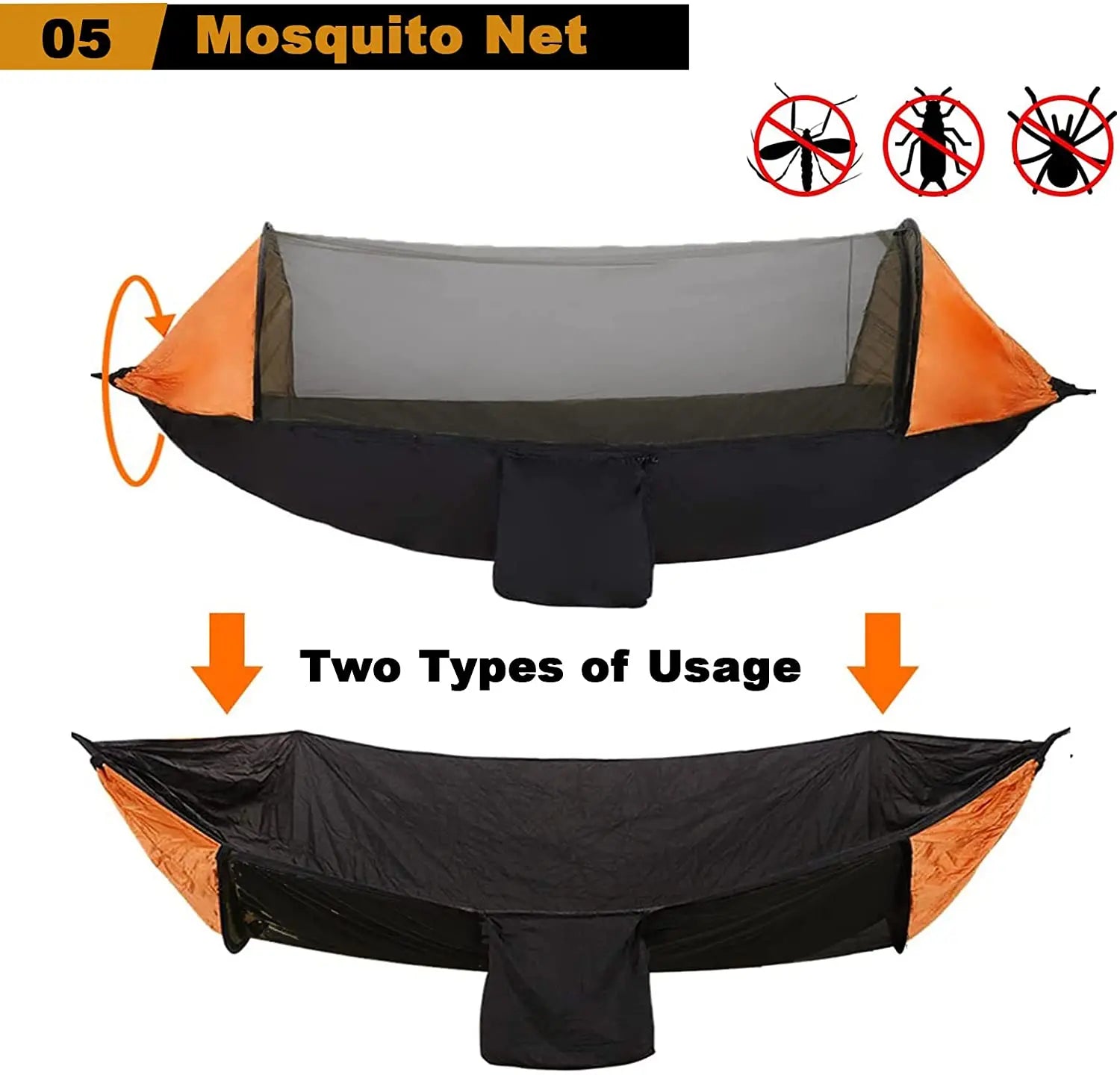 Camping Hammock with Mosquito Net and Rain Fly Tarp,hammock chair swing chair outdoor for Backpacking, Survival,Travel