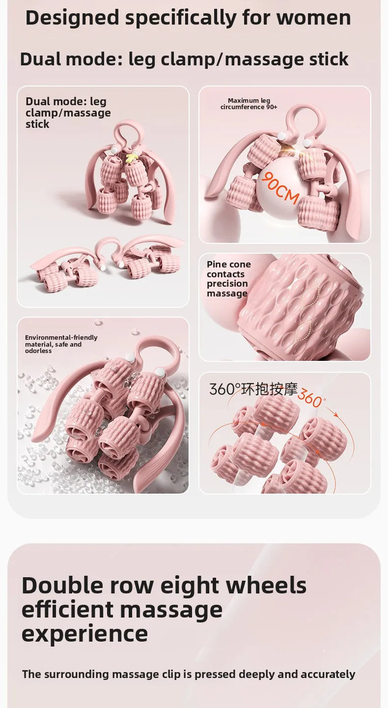 8-wheel multi-functional leg massager ring leg roller thigh calf muscle relaxation lazy neck leg full body massager
