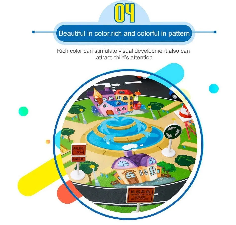 130*100cm Baby Crawling Mat for Children Cartoons Traffic Rug Indoor Toys City Road Carpet Kids Game Little Girl and Boy Playmat