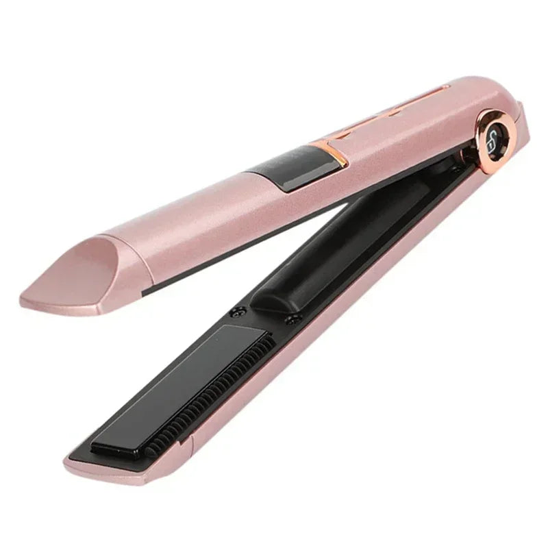 Portable Wireless Hair Straightener With Power Bank Function Rechargeable Hair Straightening Curling Flat Iron For Home Travel
