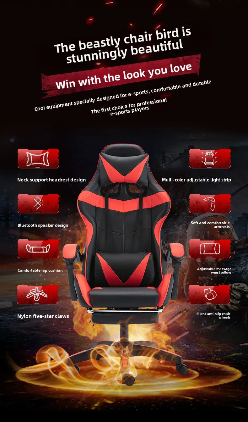 E-sports Chair for Home And Internet Cafe Swivel Computer Chair with Elasticity for Office Live Streaming Cross-border