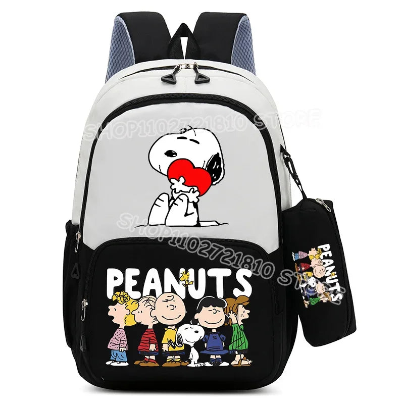 2pcs Snoopy School Bag Boys Girls Large Capacity Water-repellent Student Backpacks High Value Cute Cartoon Print Bookpack Gift