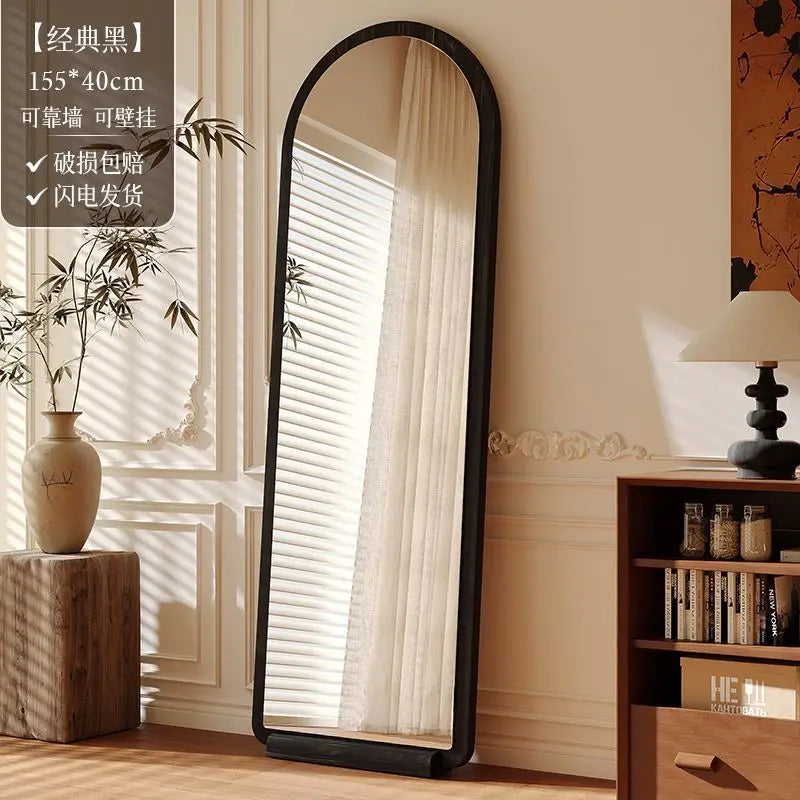Solid wood  full-body mirror floor mirror household girls bedroom full-length mirror clothing store fitting