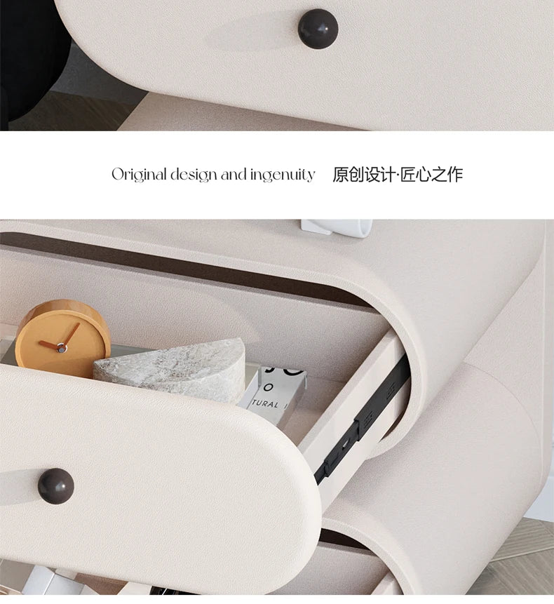 Cream Style Bedside Tables Creative Trendy Space Saving Nightstands Modern Luxury Aesthetic Mesitas De Noche Bedroom Furniture