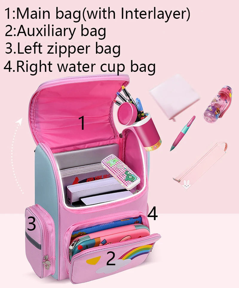 Children Girl Backpack With Large Capacity Waterproof Unicorn Print Teen School Bag for 2-16 Year Olds Cute Kawaii Kid Backpack