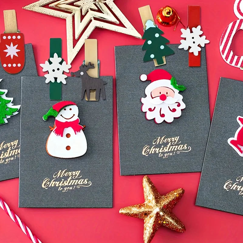 10/30/50Pcs Christmas New Year Party Decor Wooden Clip Photo Wall Clip DIY Christmas Decorations To Decorate The Christmas Tree