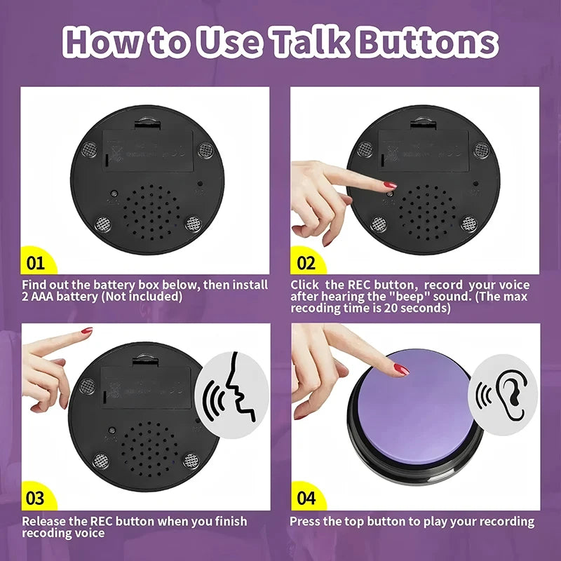 Dog Communication Buttons Voice Recording Button for Pet Training Buzzer 30 Second Record Playback Funny Gift for Talking