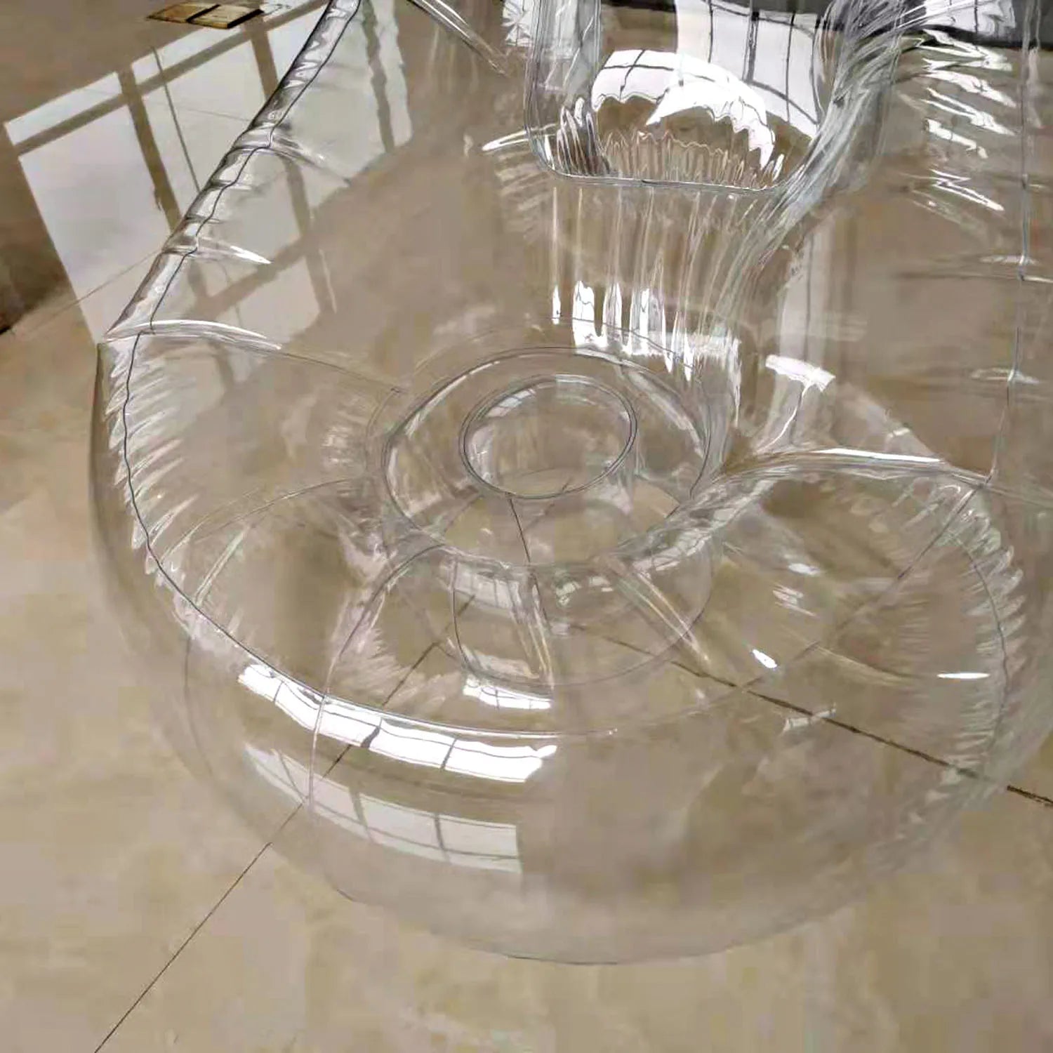 Transparent Inflatable Lounge Chair, Indoor and Outdoor Clear PVC Inflatable Single Sofa for Adult