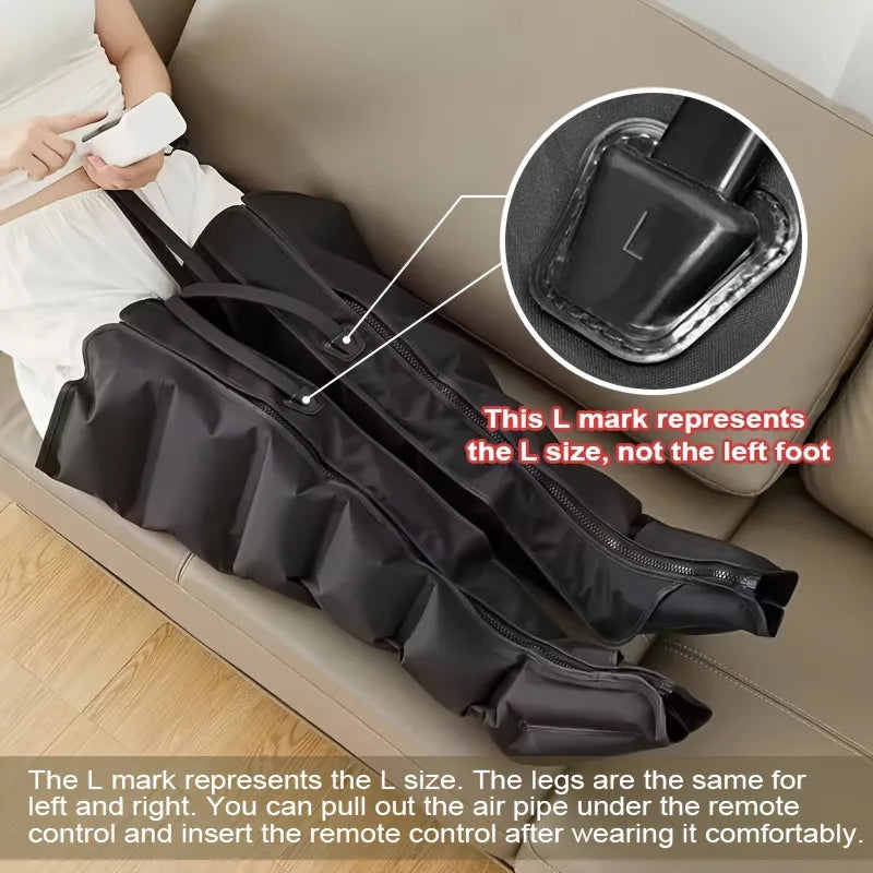2pcs Professional Air Compression Leg Massager Boots with 6-Airbag Pneumatic, Adjustable Intensity/Speed Modes, Varicose & Muscl