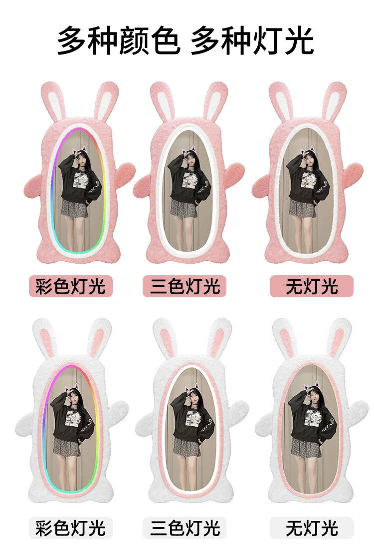 Aesthetic Light Mirror Long LED Girls Standing Smart Makeup Full Body Vanity Mirror Cute Standing Espelhos Home Decorations