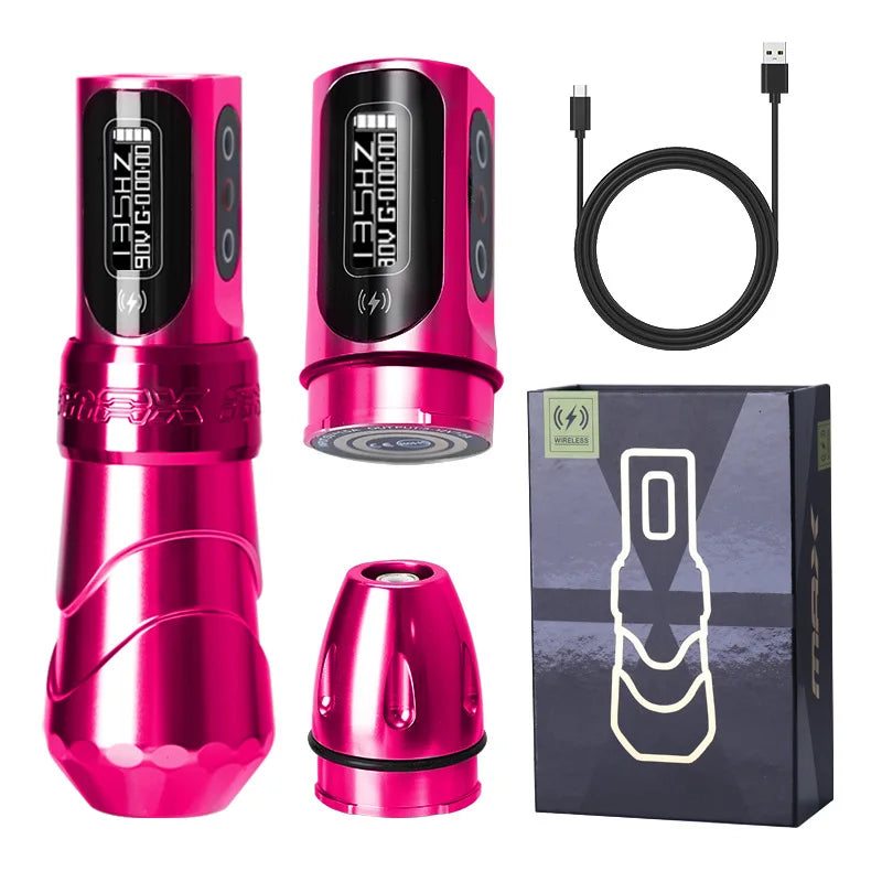 New Professional Tattoo Pen Fluk Max Wireless Tattoo Machine with  2Battery Permanent LCD Display Makeup Rotary Tattoo Pen