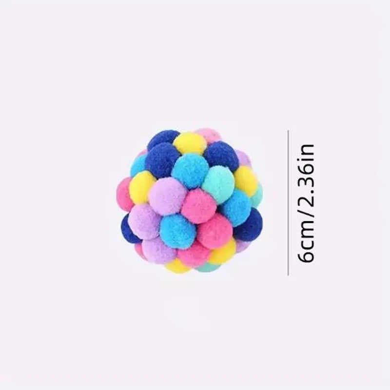 Cat Toys Pet Toy Cat Plush Ball Toys Pet Bouncy Bell Ball Toy Colorful Pompoms Pet Supplies Random Color