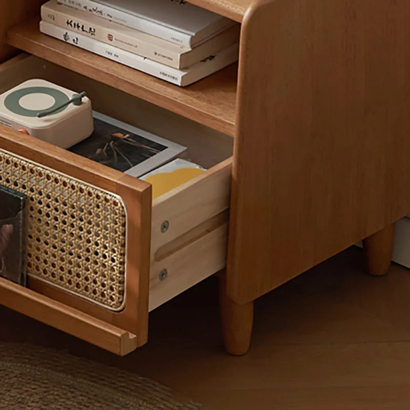 Chinese Vintage Nightstands Simple Rustic Mid Century Classic Nightstands Bedroom Hidden Storage Meubles De Chambre Furniture