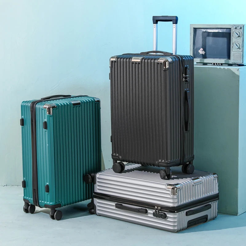 Men's Luggage 22-24 Inch Large Capacity Thickened Durable Travel Suitcase with Password Lock Student Suitcase Leather Carry-On