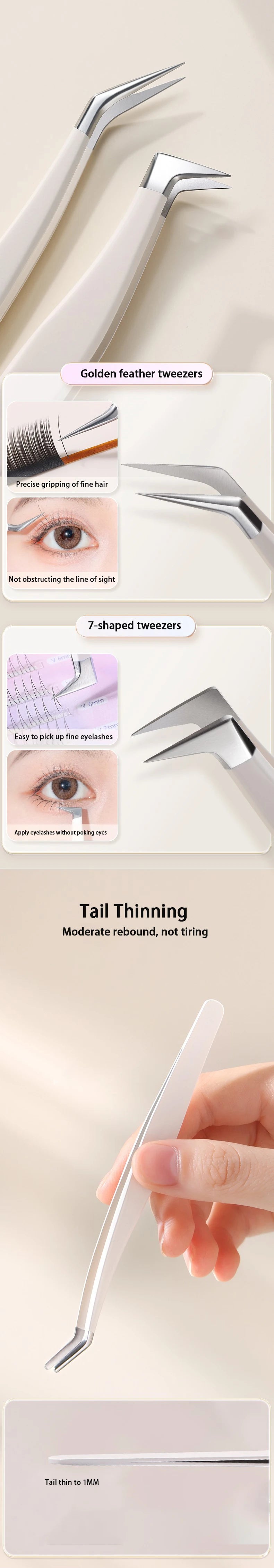 Multifunctional Tweezers Stainless Steel Eyelash Tweezers Grafting False Eyelash Patches False Eyelash Aids Portable Tweezers Be