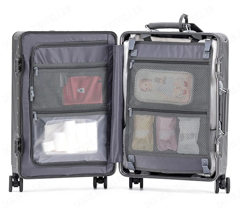 Aluminum Frame Luggage Password Carry on Luggage with Wheels Quiet Universal Wheel Fashion Travel Box Pull Rod Box