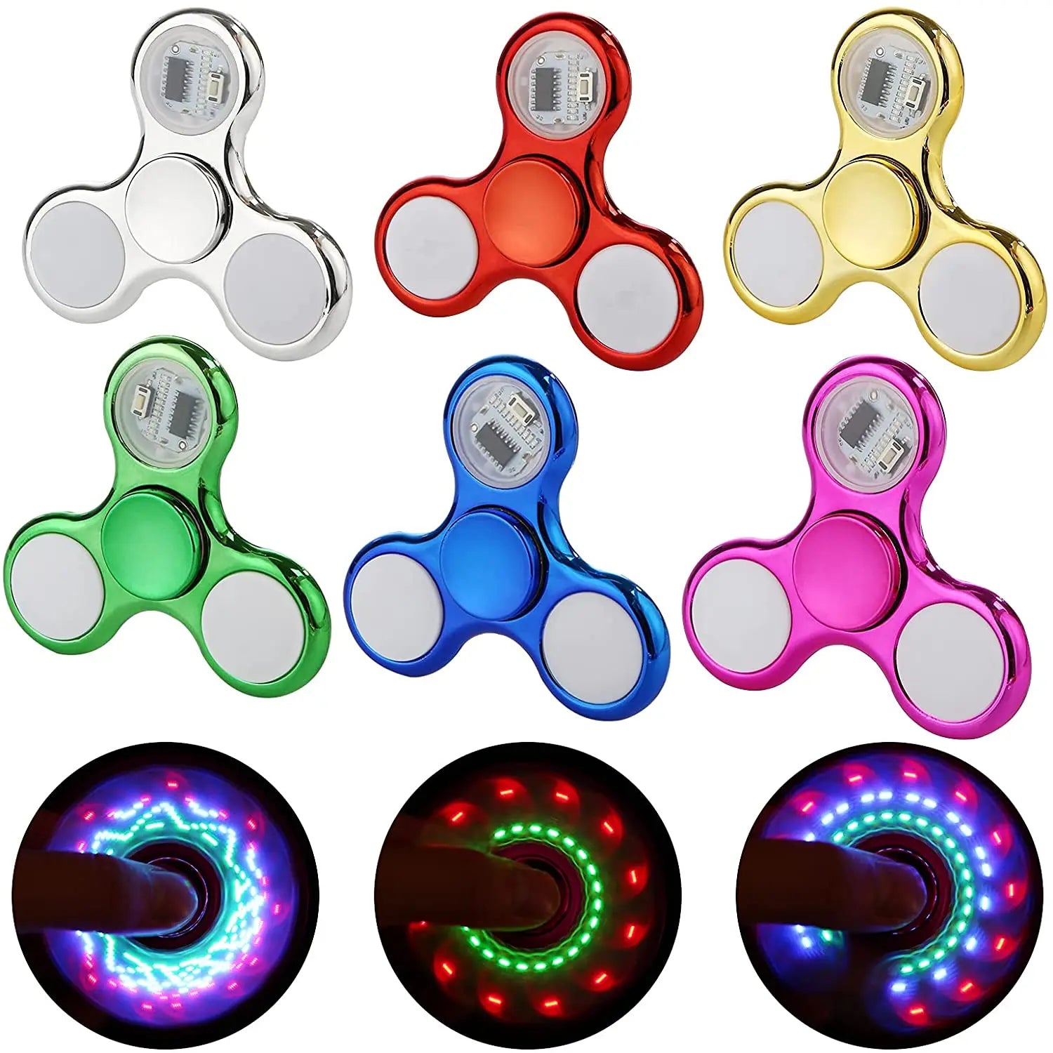 6colors Creative LED Light Luminous Fidget Spinner Changes Hand Spinner Golw in the Dark Stress Relief Toys For Kids