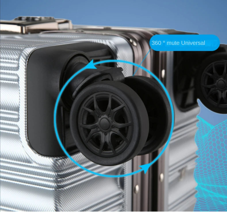 Trolley Luggage Aluminum Frame Rolling Luggage Case 20 24 26 28 inch Travel Suitcase on Wheels Combination Lock Carry on Luggage