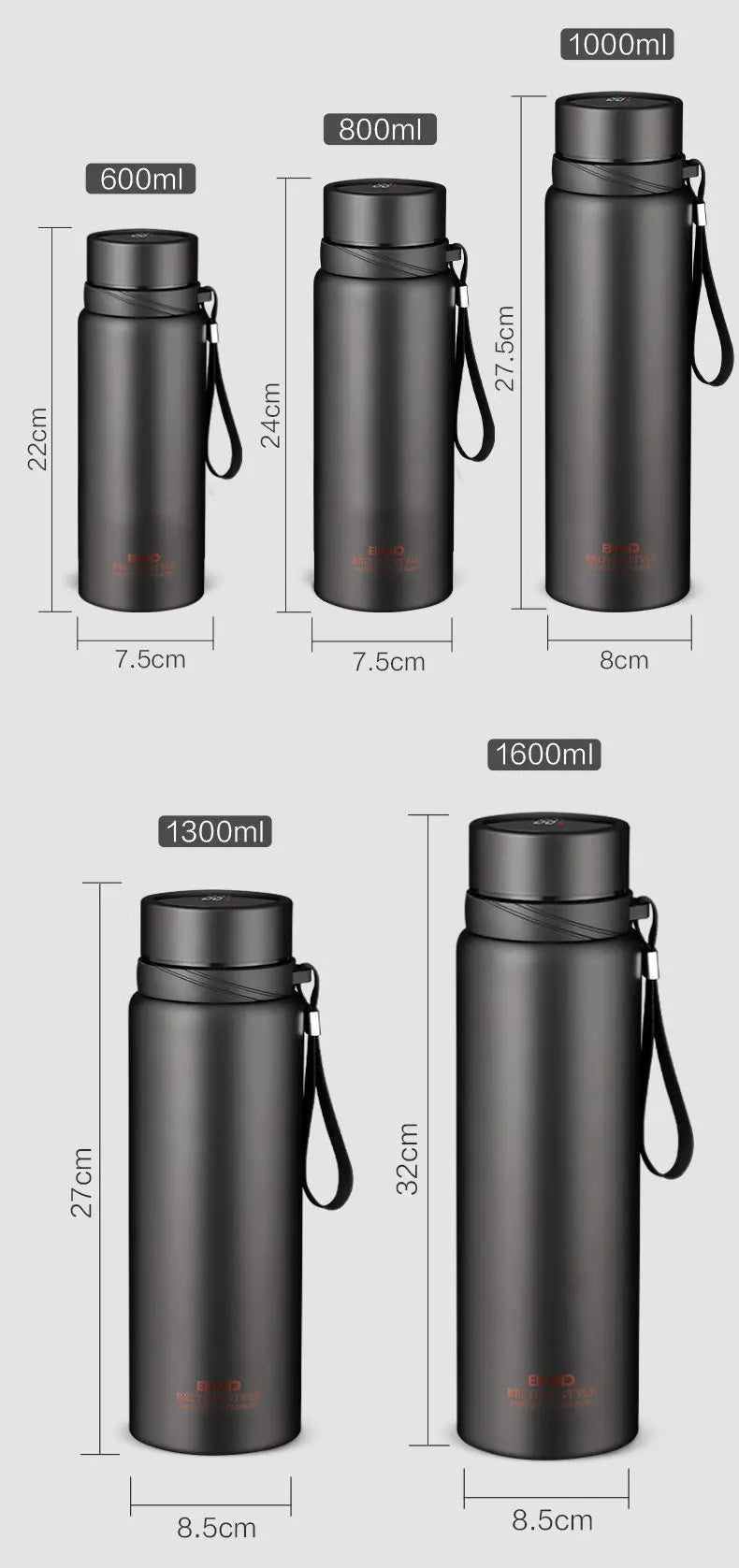 1000ml Thermal Keep Cold Water Hot Water Bottle Thermos Flasks Stainless Steel Thermos Water Tea Coffee Vacuum Bottle Drinkware