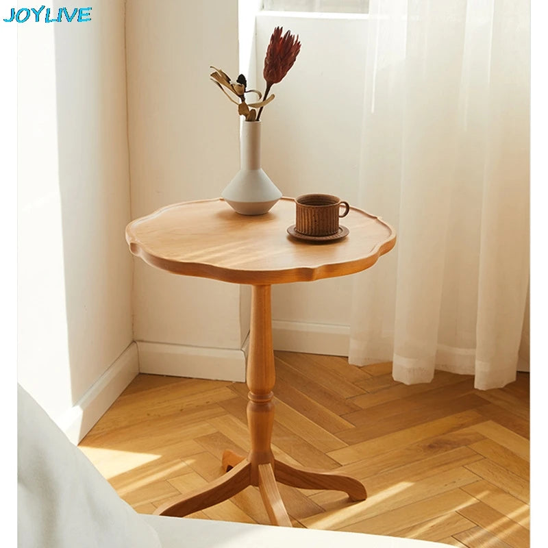 JOYLIVE Clarity Side Japanese Cherry Wood Side A Few Small Apartment Living Room Furniture Sofa Side Shelf Round Small Table New
