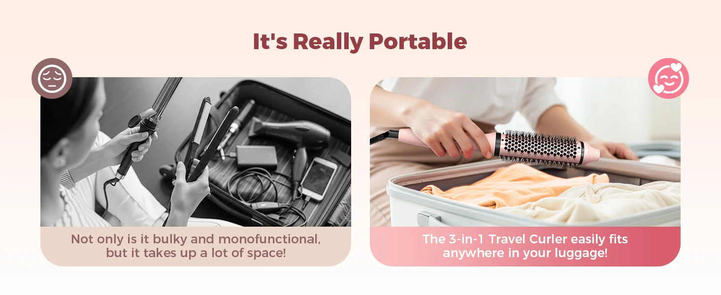 Dual Voltage Thermal Brush, 1.5 Inch Heated Round Brush with Negative Ions & Ceramic for Volumizing, 6 Temps & Auto Shut-Off