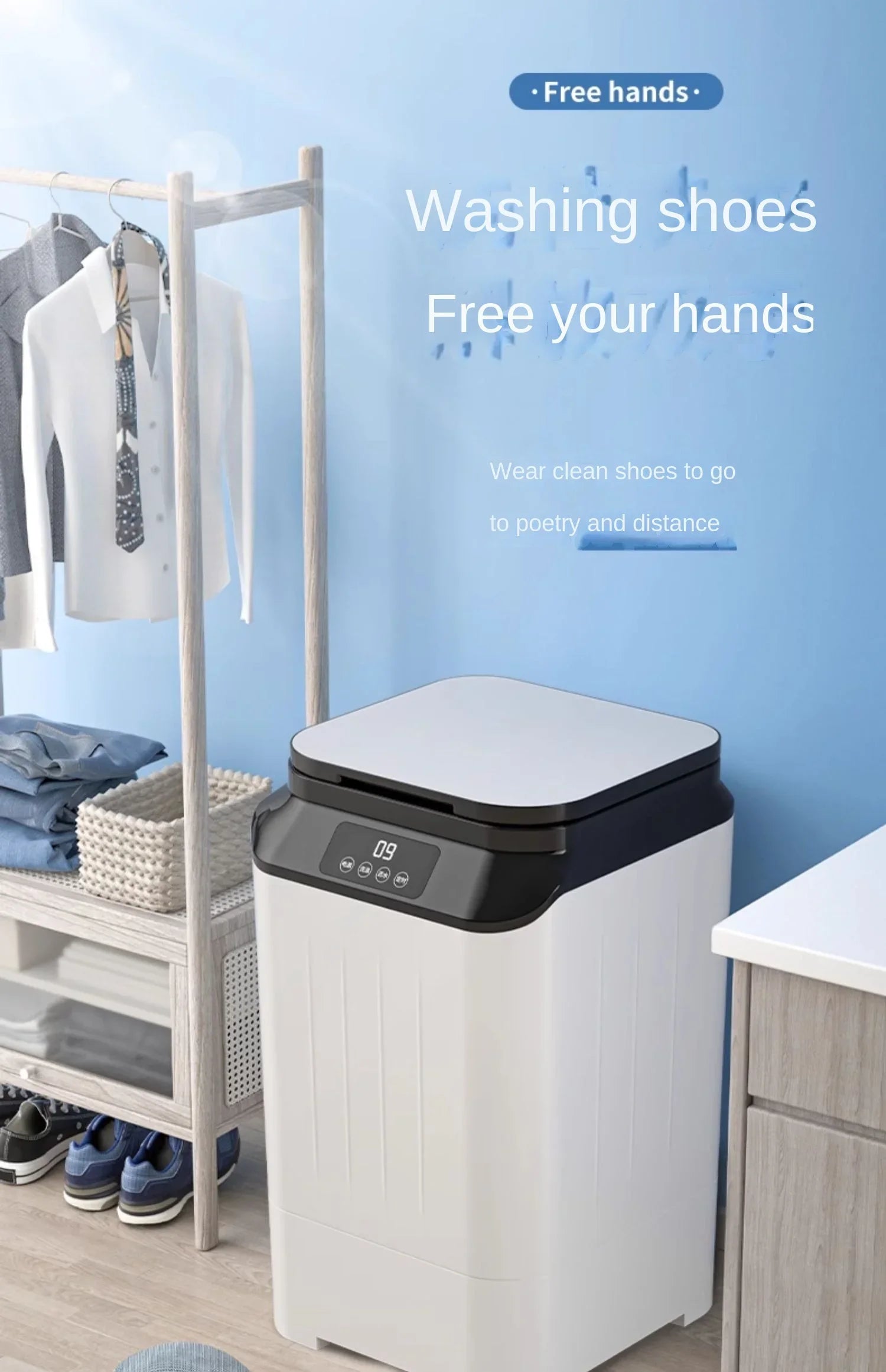 220V shoe washing machine, fully automatic washing and stripping integrated small shoe and sock dedicated washing machine BAA