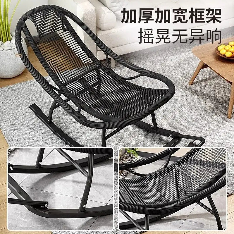 Rocking Recliner Garden Chair Widened Rocking Recliner Rattan Rainbow Rocking Chair Home Living Room Leisure Recliner