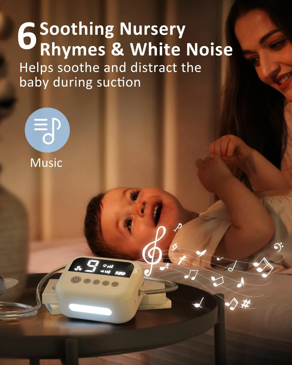 Baby Nasal Aspirator Electric Nose Cleaner with Built-In Music & Night Light Rechargeable Nose Booger Sucker for Infants Babies
