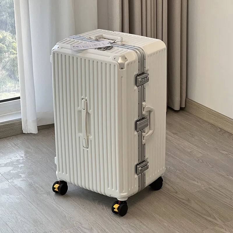 Large Capacity Travel Luggage Aluminum frame Suitcase Trolley Case 24/28/30 inch Travel Suitcase with Cup Holder Boarding Case