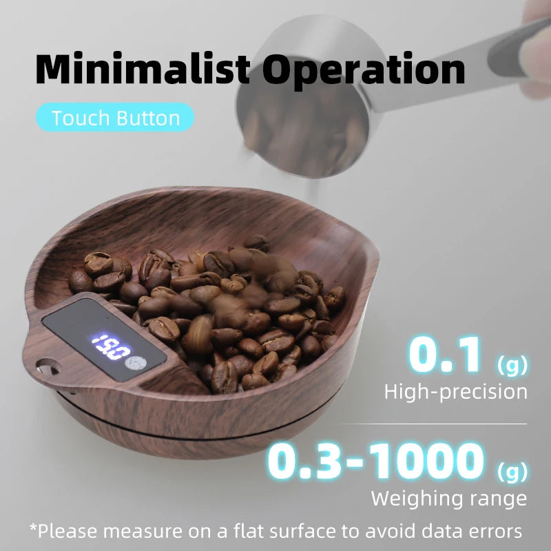 AliKisscafe Coffee Scale Electronic Bean Measuring Scale ABS Espresso Weighing Display Tray Spray 0.1g Kitchen Barista Accessory