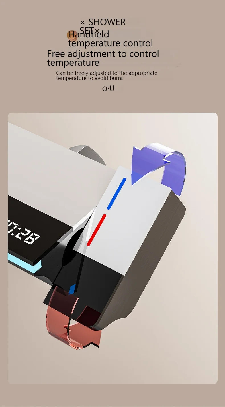 Smart Digital Display Bathroom Shower Set Piano Key Rainlfall Bath Showers System Set Apartment Bathtub Shower Faucet Full Set