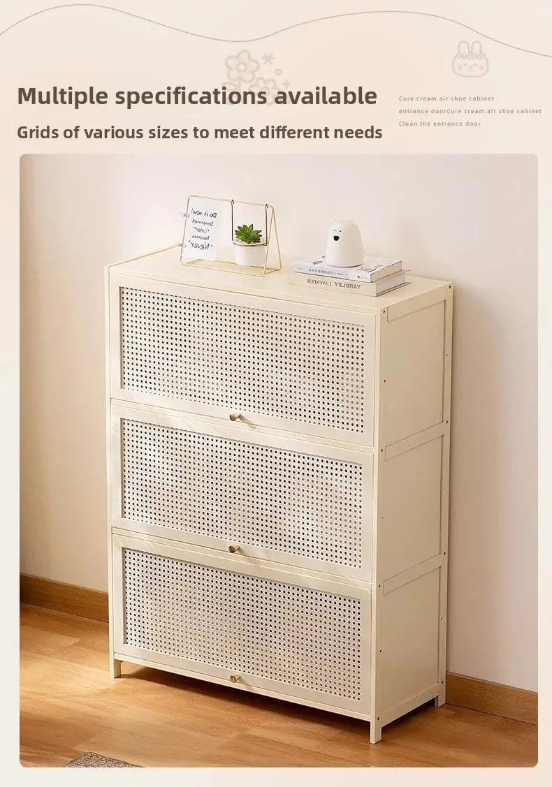 White Living Room Floor Cabinet for Tatami Bay Window Storage Cabinet Multifunctional Balcony Organizer Space-Saving Cupboard