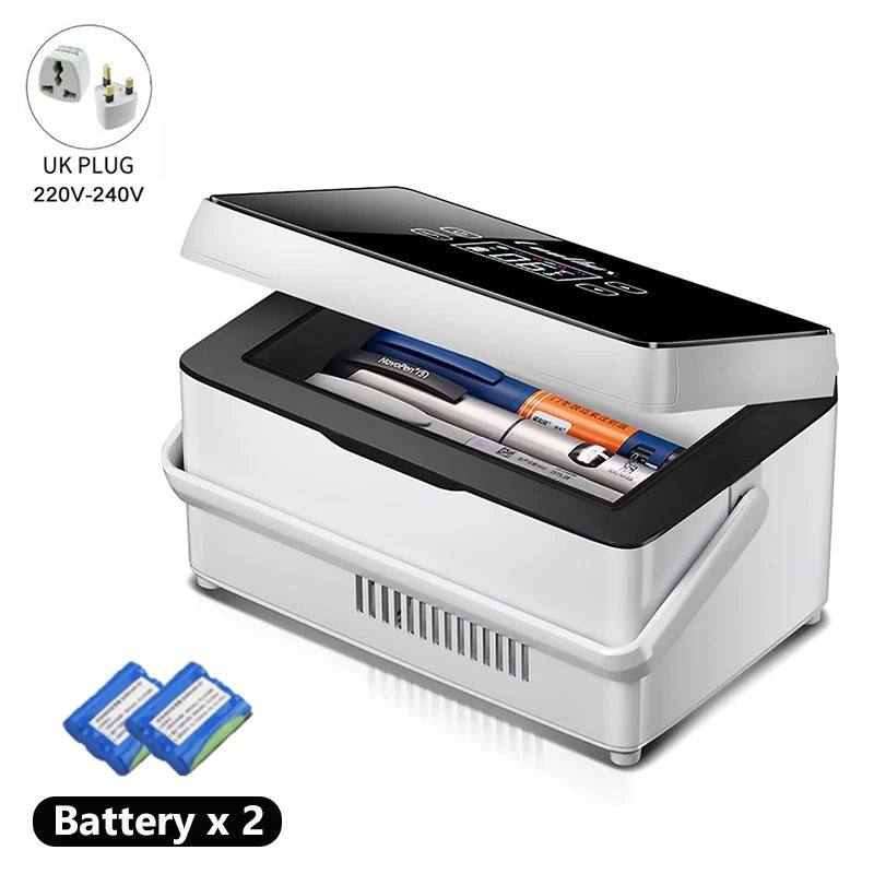 Insulin Refrigeration Box Medicine Cooler With 2 Batteries Large Capacity Car Refrigerator Suitable For Outdoor and Travel