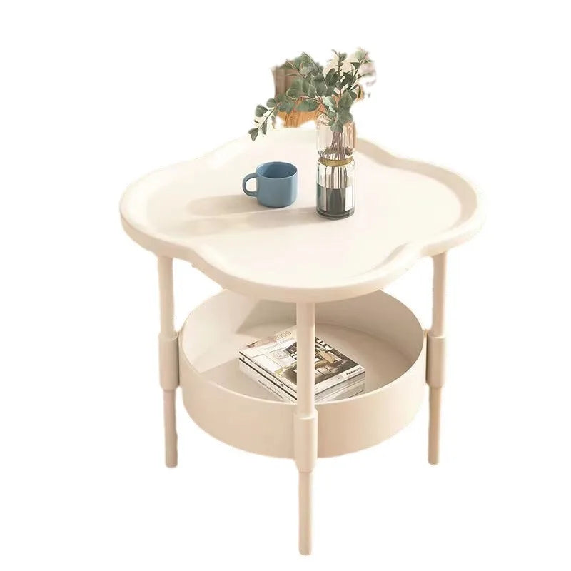 Cream Style Small Coffee Table Creative Side Table Double Layered Modern Simple Sofa Side Cabinet Table Storage rack