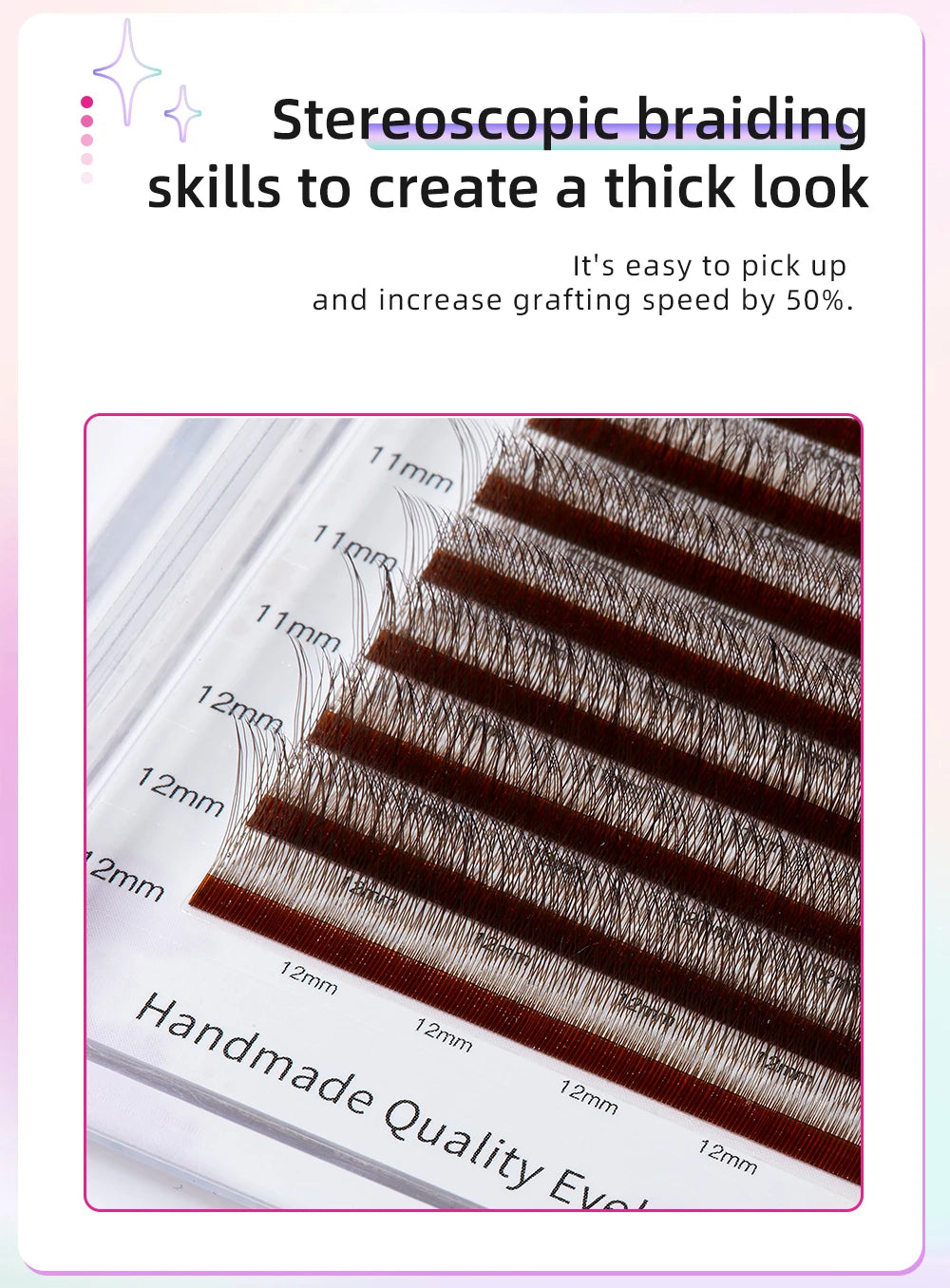 Yelix New 2D Volume Lashes Dark Brown Ultra-thin Y Lash Extension Lightweight Premade Fans Eyelash Extensions Single Tip 2D Y