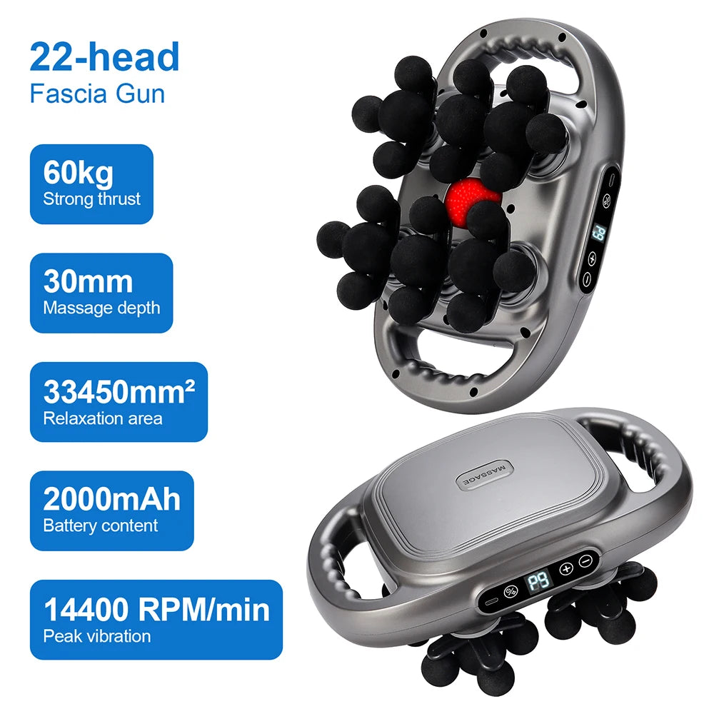 42-Heads Fascia Gun High-Frequency Vibration Body Massage Gun Back and Waist Massager Neck Shoulder Massager Muscle masajeador