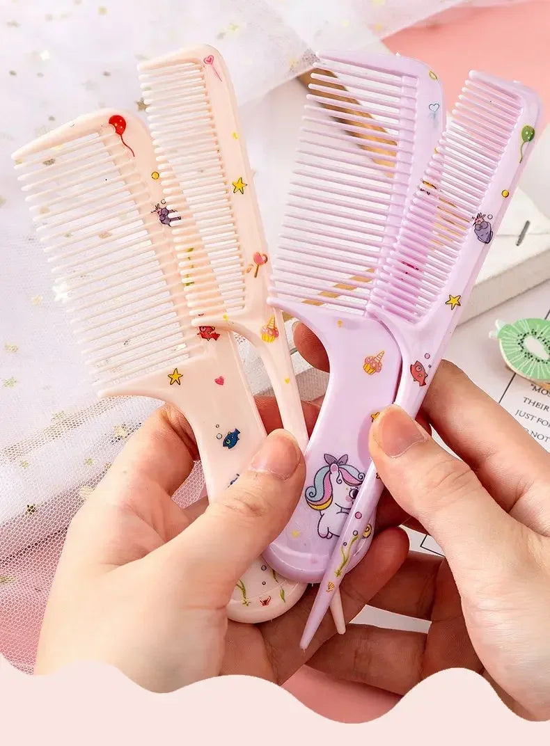 Cute Portable Anti-Static Plastic Hairdressing Comb Hairdressing 2Pcs For Girls Hair Comb Cartoon Baby Child Kids Hair Comb Set