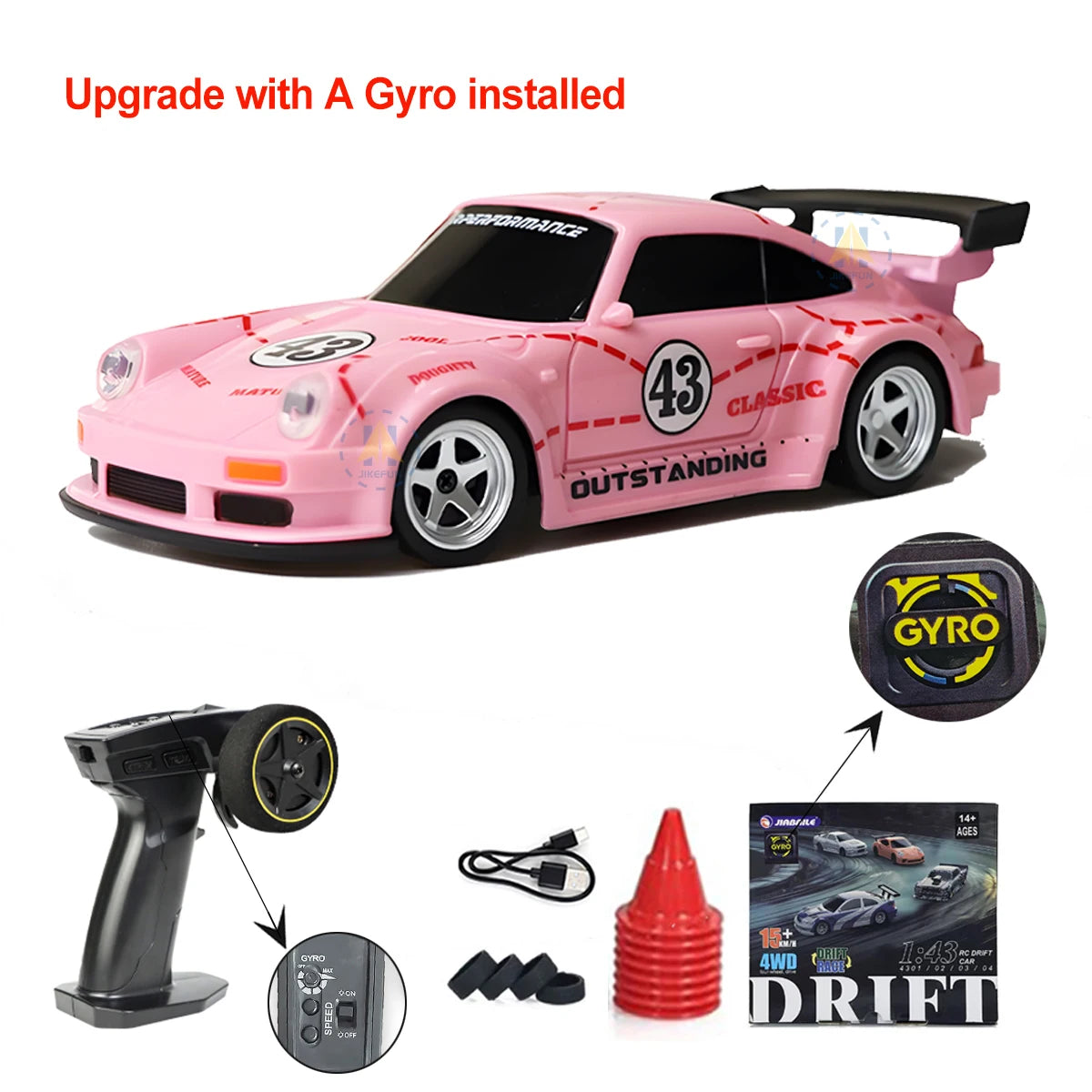 Upgraded Gyro 1/43 RC Drifting Car Racing RTR 4WD High Speed Radio Control Model 2.4G Drift Race Vehicle Mini Gifts