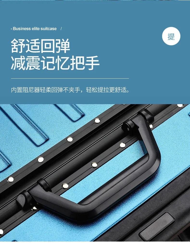 Fashion Aluminum frame travel luggage silent large-capacity trolley suitcase 20 inch suitcase carry on 24 inch password box