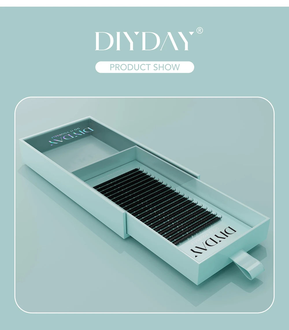 DIYDAY 16Rows Mink Lashes Individual Natural False Eyelashes B C CC D DD Curl Eyelash Extension Supplies for Makeup