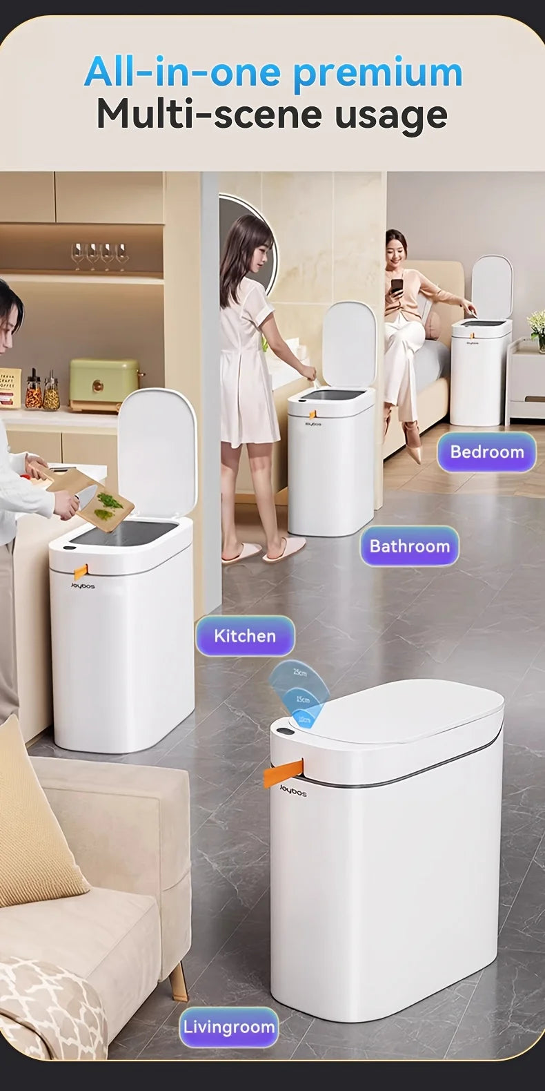 Smart Sensor Garbage Bathroom Trash Can Automatic Adsorption Bag Household Toilet Induction Waterproof Garbage Can Home Supplies