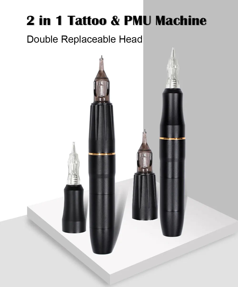 Professional P300 Permanent Makeup Tattoo Machine Kit 2 Heads Microblading Machine For Eyebrow Lip With Tattoo Cartridge Needles