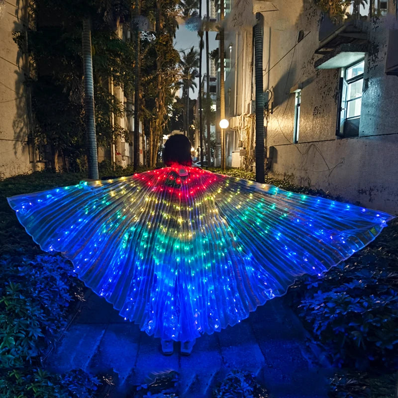 LED Luminous Butterfly Wing Belly Dancing Performance Costumes Stage Show Christmas Party Lighting Cloak Luminous Butterfly Wing