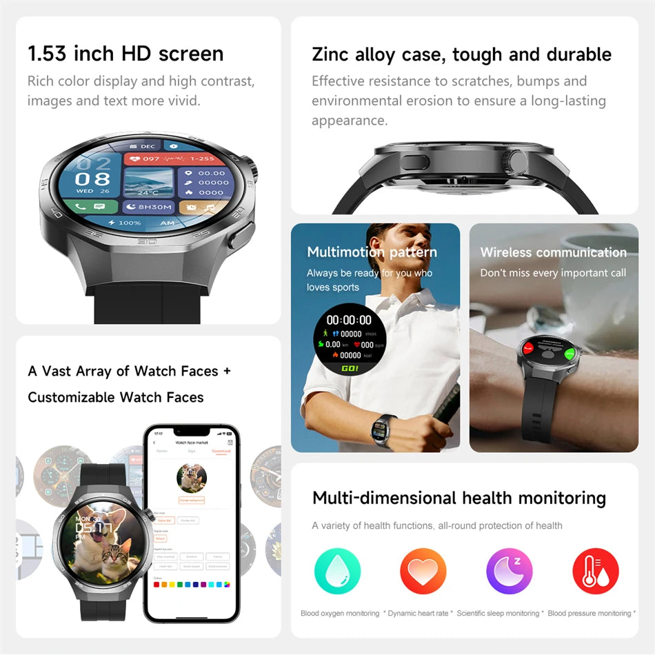 2025 New Watch 5 MAX Smart Watch HD AMOLED Screen NFC GPS Tracker Bluetooth Call Waterproof Sports Health Smartwatch Men Women