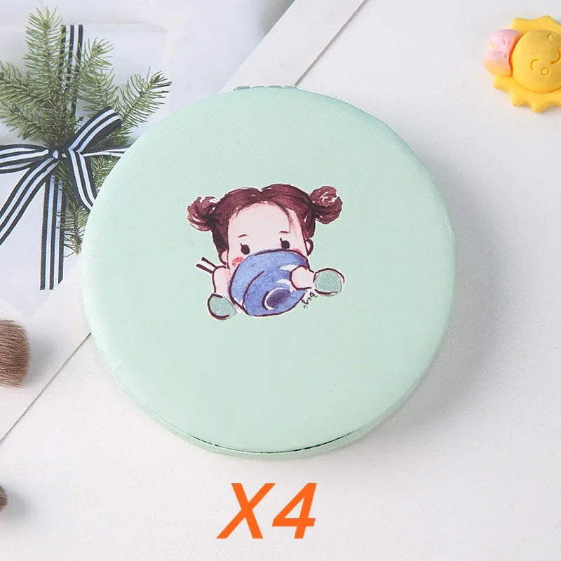 Circular Makeup Mirror Portable Portable Student Pocket Folding Mirror Beauty Makeup Makeup Princess Circular Mirror