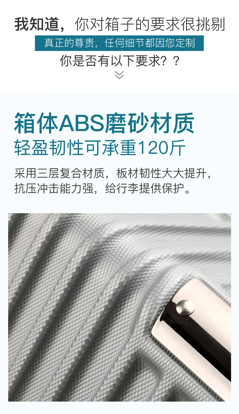 Men's Luggage 22-24 Inch Large Capacity Thickened Durable Travel Suitcase with Password Lock Student Suitcase Leather Carry-On