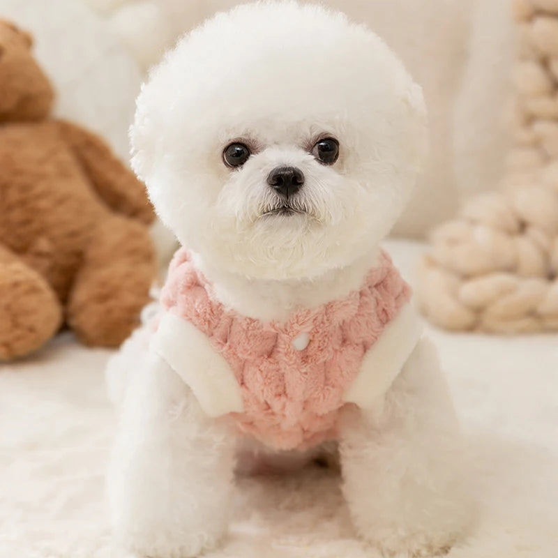 Pet Dog Warm Coat Winter Dog Clothes Kitten Puppy Vest Fleece Dog Costume Chihuahua Bichon Clothing Cardigan Girls Dog Apparel