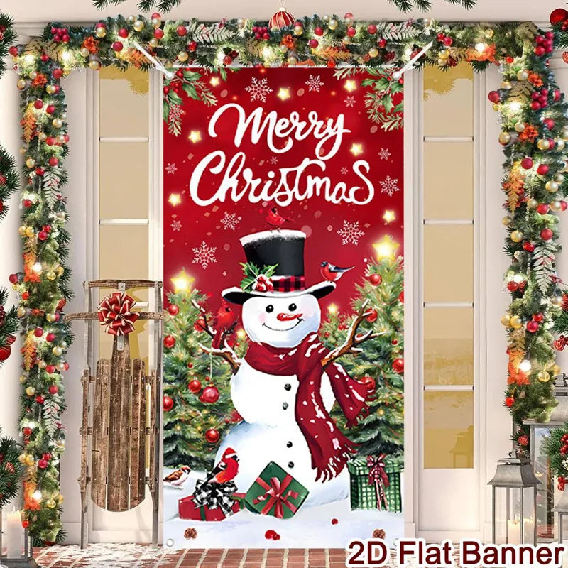 Merry Christmas Porch Door Banner Hanging Ornament Christmas Decoration For Home 2025 Xmas Flag Navidad Noel Gifts New Year 2026