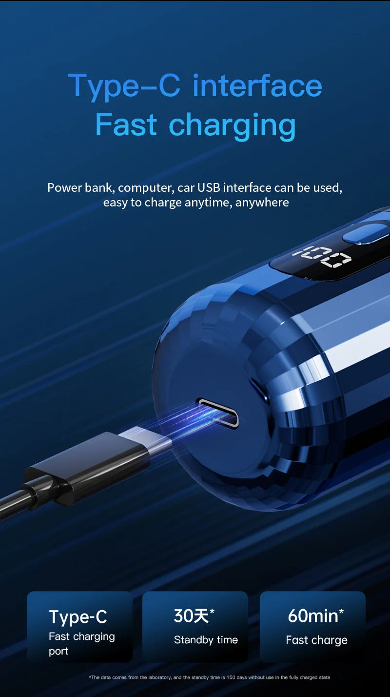 New T6 mini electric shaver 3D floating head shaver type-c fast charging men's rechargeable shaver